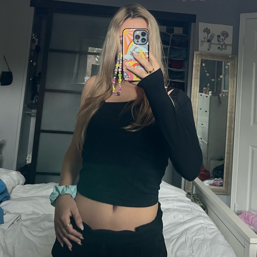 Abercrombie and fitch black one shoulder long sleeve